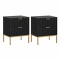 Nachttisch 2er Set mit 2 Schubladen MDF rechteckig Schwarz Gold 50 x 40 x 60 cm