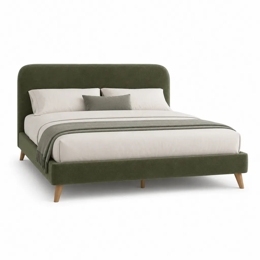 Polsterbett Doppelbett 180 x 200 cm Polyester-Samt Rechteckig Olivgrün
