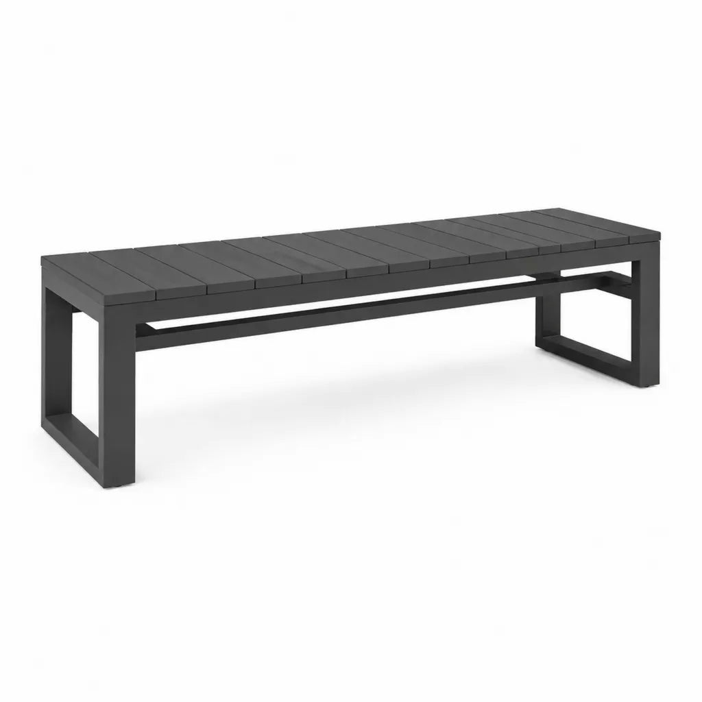 Gartenbank 180 x 40 x 45 cm Aluminium rechteckig Schwarz