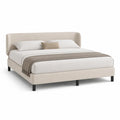 Polsterbett Doppelbett 180 x 200 cm mit Kopfteil Polyester Creme
