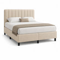 Polsterbett Doppelbett 160 x 200 cm rechteckig aus Polyester in Beige mit gepolstertem Kopfteil