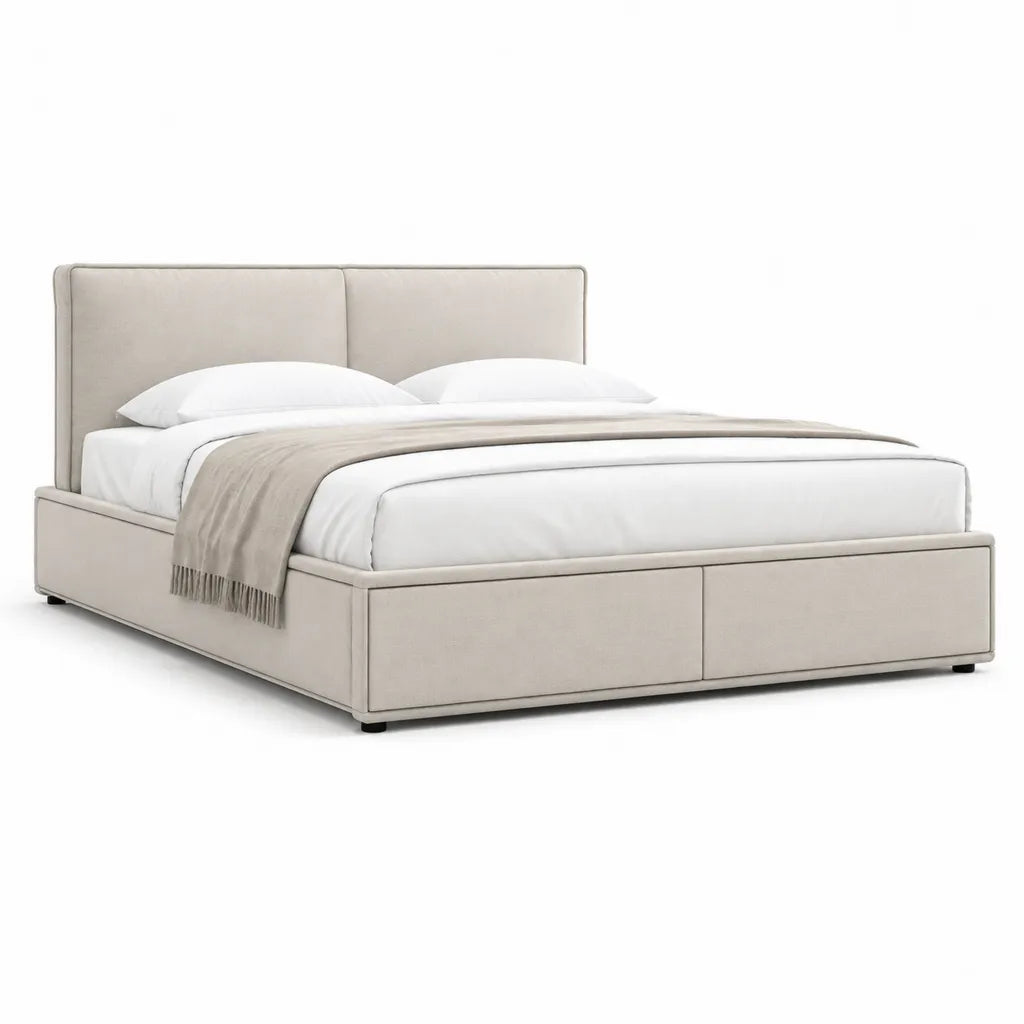 Polsterbett Doppelbett 180 x 200 cm mit Polyesterbezug Rechteckig Beige