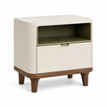 Nachttisch mit Schublade und offenem Fach 45 x 40 x 55 cm MDF Massivholz rechteckig Cremebraun