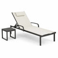 Gartenliege Set 2-teilig Aluminium rechteckig Schwarz Cremeweiß 200 x 68 x 90 cm