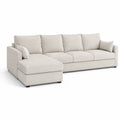 Ecksofa mit Recamiere links 300 x 160 cm Polyester Creme