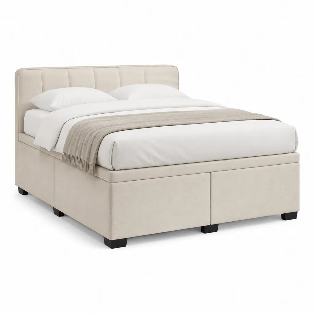 Polsterbett Doppelbett 160 x 200 cm Polyester rechteckig Beige