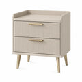 Nachttisch mit 2 Schubladen aus MDF rechteckig Beige Gold 50 x 40 x 60 cm