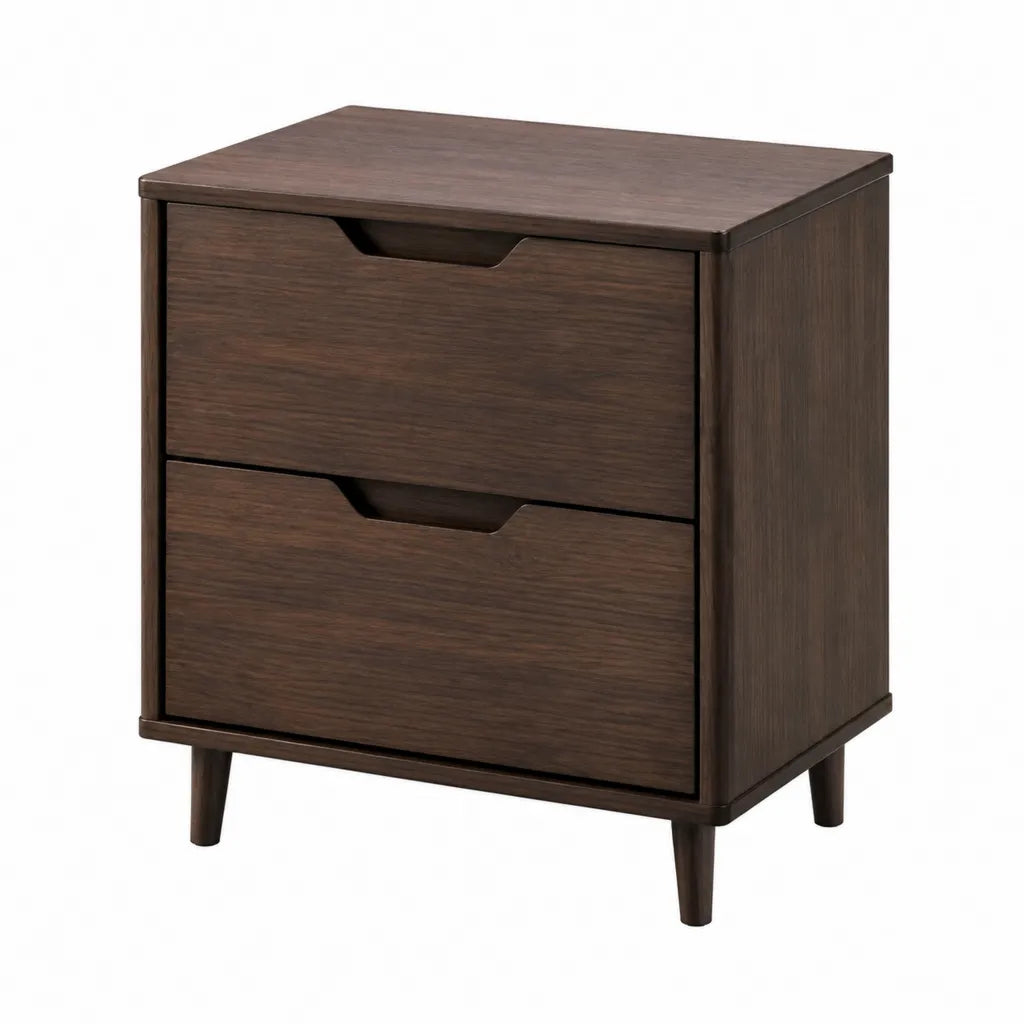 Nachttisch mit 2 Schubladen aus MDF mit Walnussdekor rechteckig dunkelbraun 50 x 40 x 60 cm
