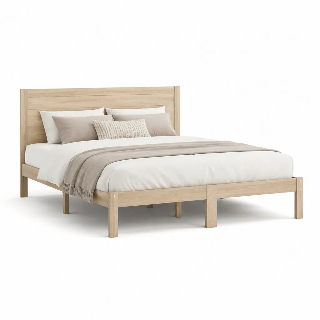 Doppelbett Bettgestell 160 x 200 cm aus massivem Kiefernholz rechteckig natur