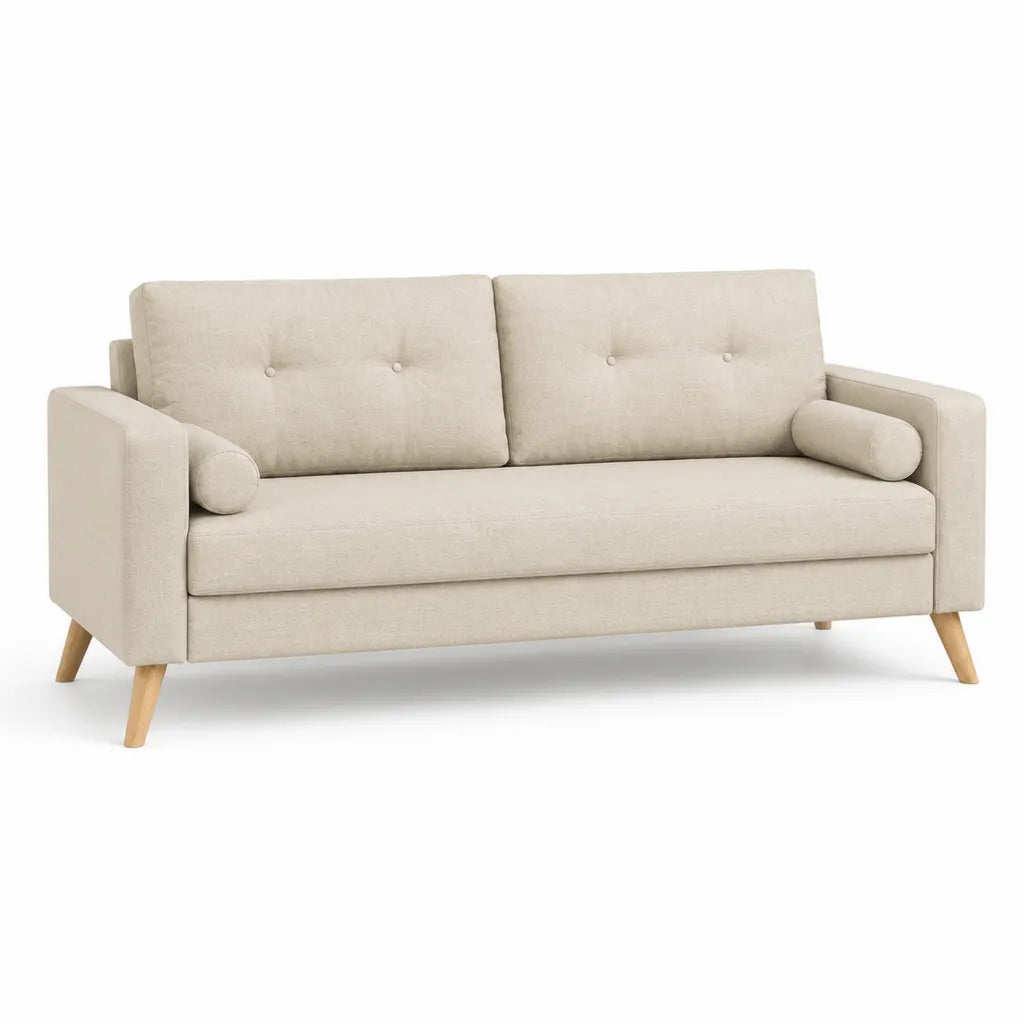 2-Sitzer Sofa 160 x 85 x 86 cm mit Polyesterbezug rechteckig Beige