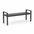 Gartenbank mit Armlehnen aus pulverbeschichtetem Stahl in Schwarz 120 x 40 x 65 cm