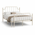 Metallbett Doppelbett 160 x 200 cm Stahl rechteckig Cremeweiß
