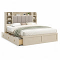 Stauraumbett 160 x 200 cm mit Regal Kopfteil und 3 Schubladen aus MDF Beige