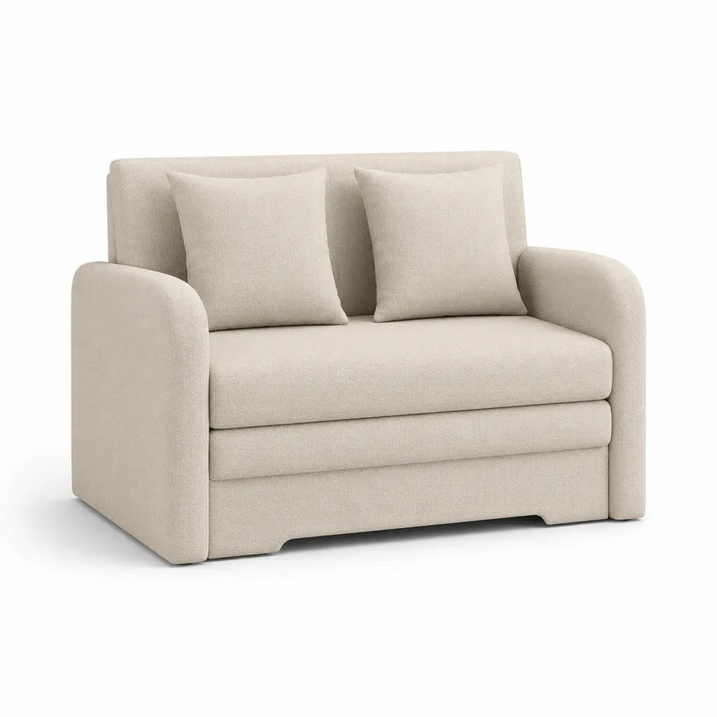 2-Sitzer Sofa mit Kissen Polyesterbezug rechteckig Creme 120 x 90 x 85 cm