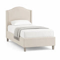 Polsterbett Einzelbett 90 x 200 cm mit wellenförmigem Kopfteil aus Polyester in Cremeweiß