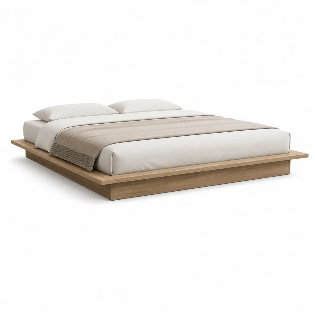 Futonbett Bettgestell 180 x 200 cm MDF mit Eichenfurnier rechteckig Eiche hell
