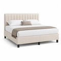 Polsterbett Doppelbett 160 x 200 cm Polyester rechteckig Beige