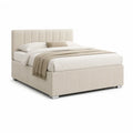 Polsterbett Doppelbett 160 x 200 cm Polyesterstoff Beige Rechteckig mit gepolstertem Kopfteil