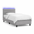 Polsterbett 140 x 200 cm mit LED-Kopfteil Polyester Grau