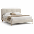 Polsterbett Doppelbett 160 x 200 cm mit gepolstertem Kopfteil aus Polyester in Beige