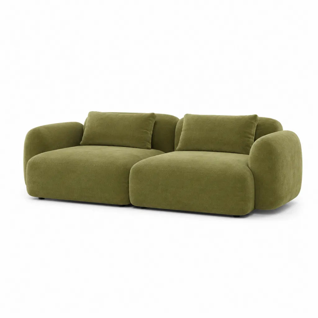 2-Sitzer Sofa 220 x 105 x 75 cm Polyestersamt abgerundet Olivgrün