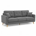 3-Sitzer Sofa mit Kissen Polyesterbezug Rechteckig Dunkelgrau 200 x 82 x 85 cm