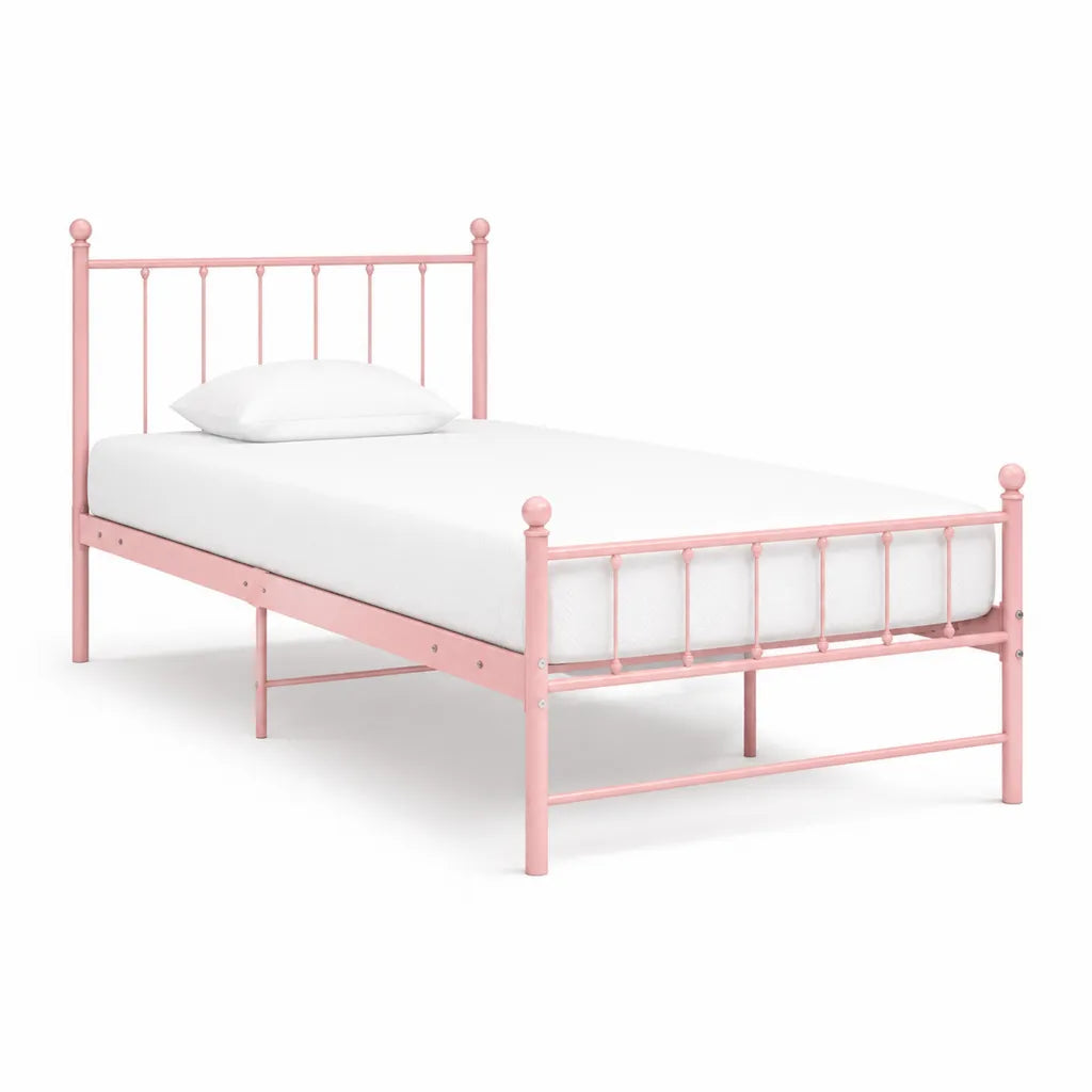Einzelbett Bettgestell aus pulverbeschichtetem Stahl rechteckig Rosa 90 x 200 cm