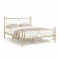 Metallbett Bettgestell 140 x 200 cm aus pulverbeschichtetem Stahl rechteckig Gold