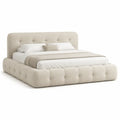 Polsterbett Doppelbett 180 x 200 cm mit Knopfheftung Polyester Beige