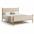 Polsterbett Doppelbett 160 x 200 cm Stahlgestell mit Polyesterbezug Beige Goldfarben