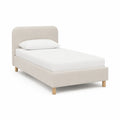 Polsterbett Einzelbett 90 x 200 cm mit gepolstertem Kopfteil Polyester Beige