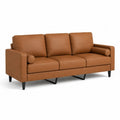 3-Sitzer Sofa mit PU-Kunstlederbezug 220 x 88 x 86 cm Rechteckig Cognacbraun